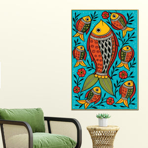 traditional-fish-art-canvas-painting-indian-cultural-wall-decor