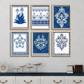Traditional Floral Pattern Artwork Wall Frame Set of Six