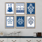 Traditional Floral Pattern Artwork Wall Frame Set of Six
