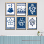 Traditional Floral Pattern Artwork Wall Frame Set of Six