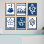 Traditional Floral Pattern Artwork Wall Frame Set of Six