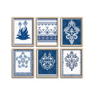 Traditional Floral Pattern Artwork Wall Frame Set of Six