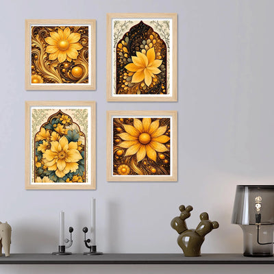 Traditional Floral Wall Art Frame Set of 4