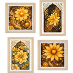 Traditional Floral Wall Art Frame Set of 4