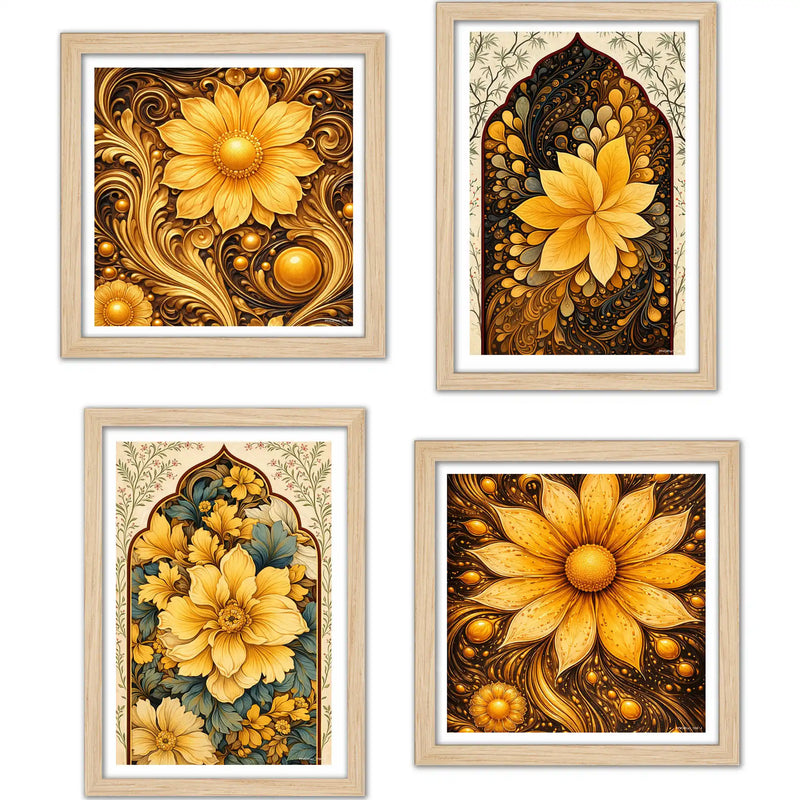 Traditional Floral Wall Art Frame Set of 4