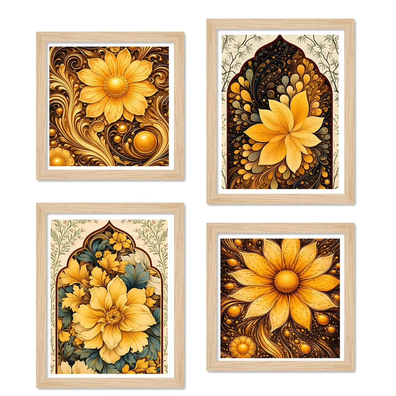 Traditional Floral Wall Art Frame Set of 4
