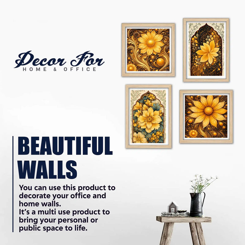 Traditional Floral Wall Art Frame Set of 4