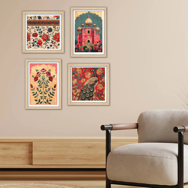 Traditional Floral Wall Art Frame Set of 4 for Modern Interiors