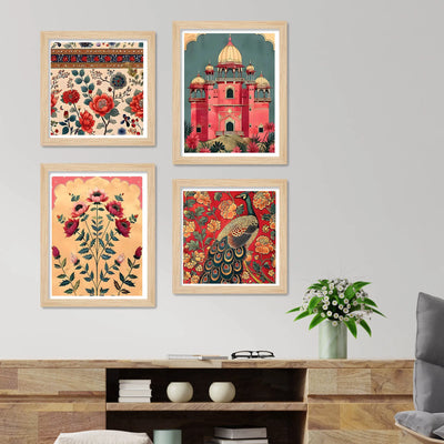 Traditional Floral Wall Art Frame Set of 4 for Modern Interiors