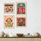 Traditional Floral Wall Art Frame Set of 4 for Modern Interiors