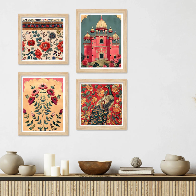 Traditional Floral Wall Art Frame Set of 4 for Modern Interiors