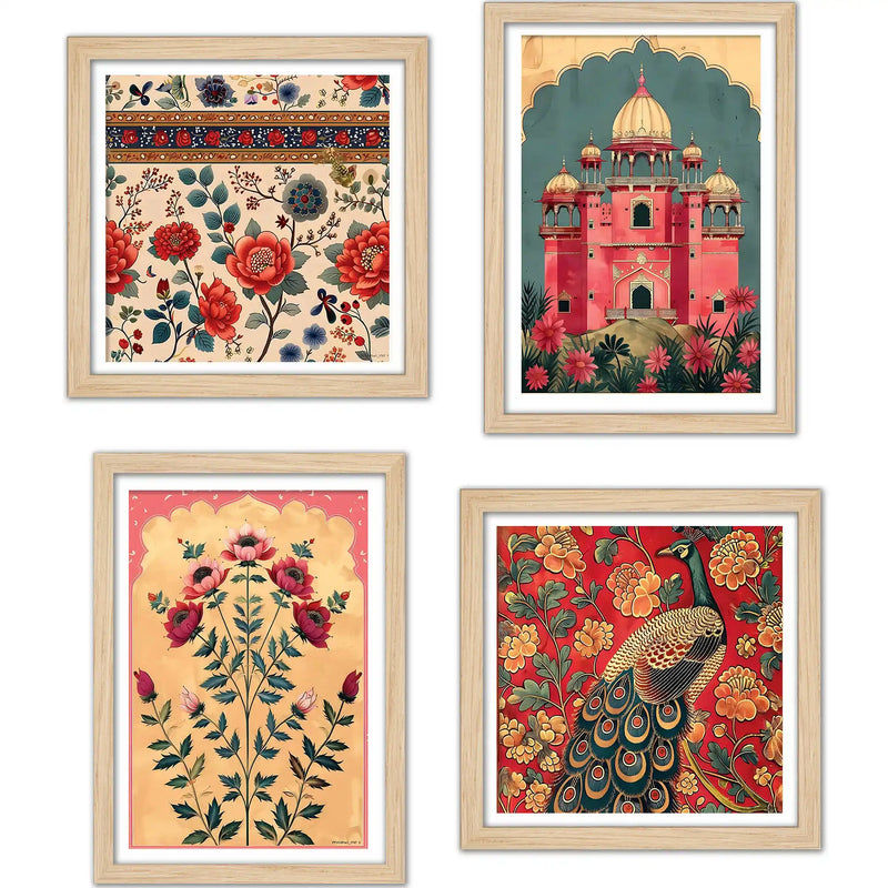 Traditional Floral Wall Art Frame Set of 4 for Modern Interiors