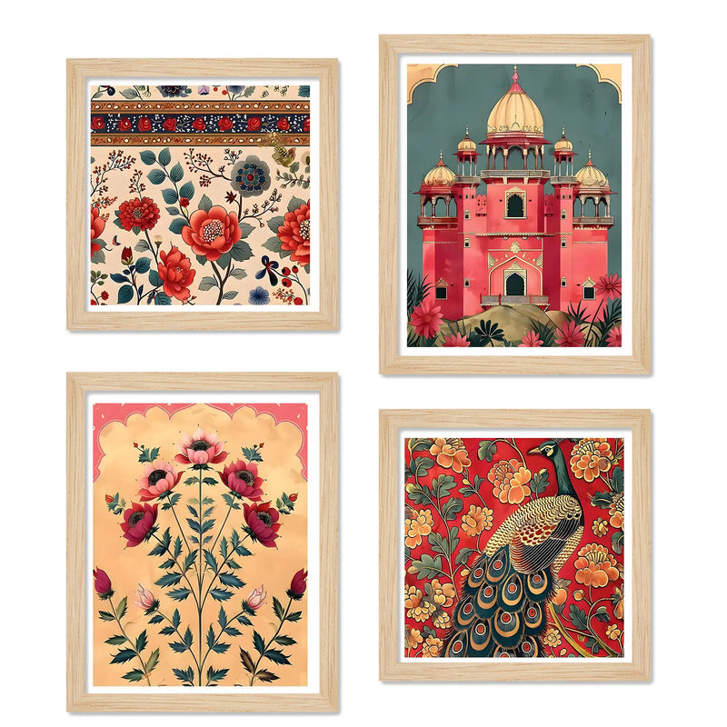 Traditional Floral Wall Art Frame Set of 4 for Modern Interiors