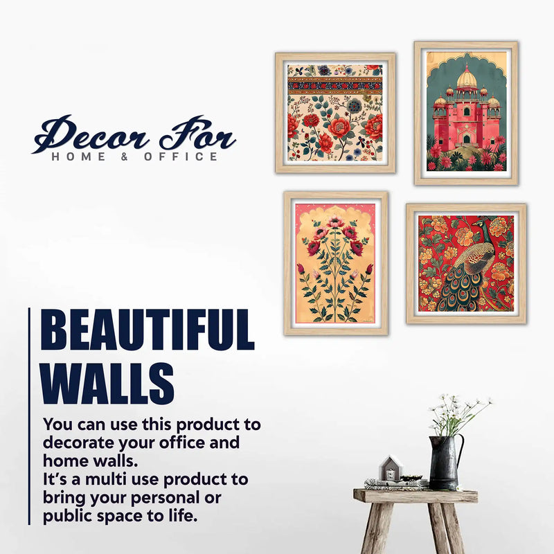 Traditional Floral Wall Art Frame Set of 4 for Modern Interiors