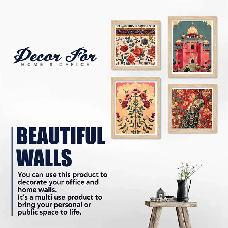 Traditional Floral Wall Art Frame Set of 4 for Modern Interiors