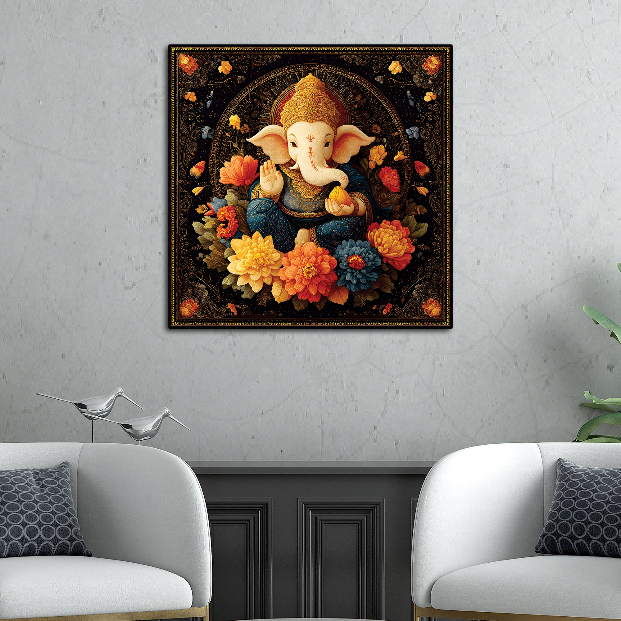 Traditional Ganpati Wall Décor Painting for Living Room