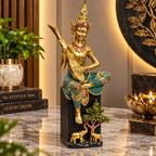 Traditional Golden Musician Buddha Showpiece for Home Decor