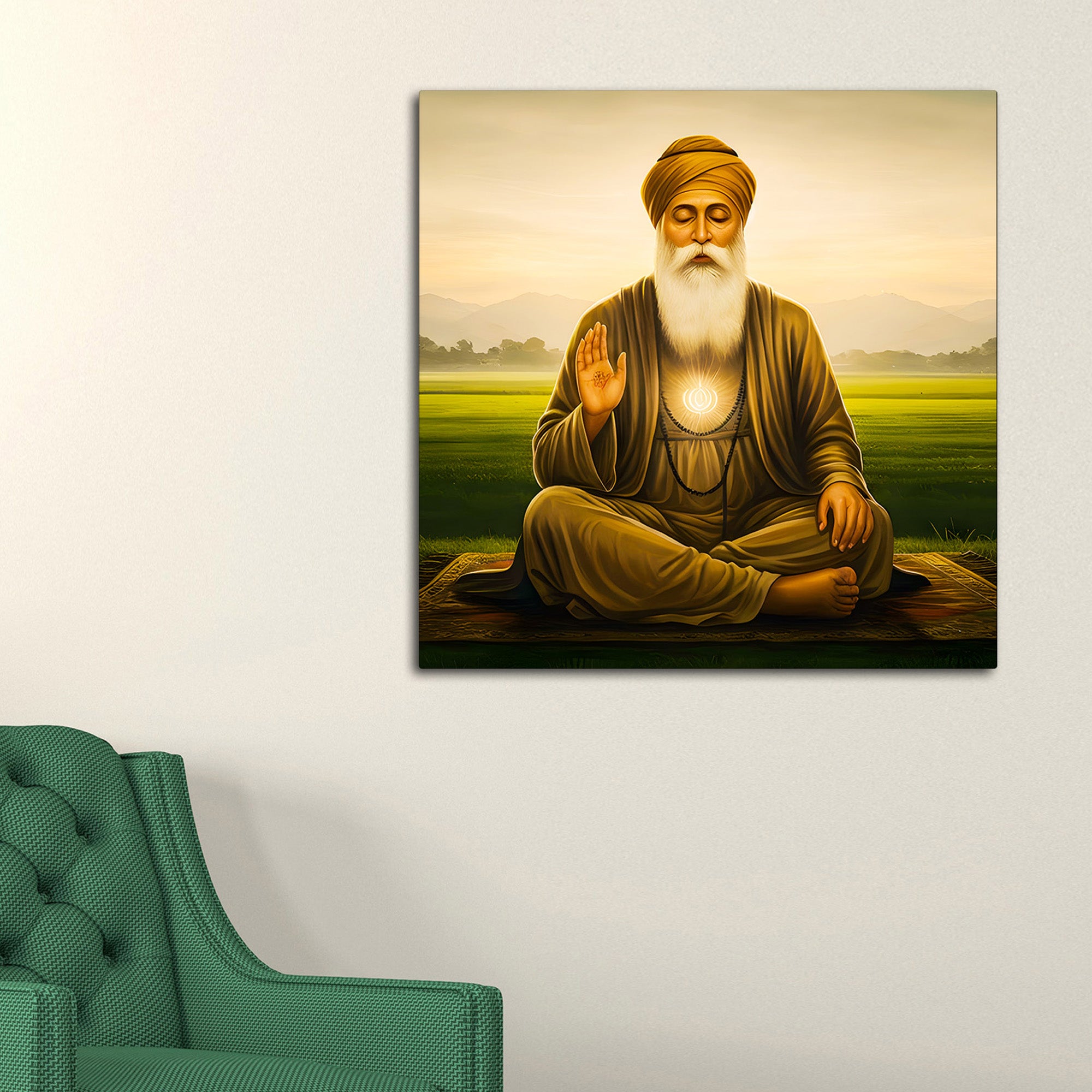 Traditional Guru Nanak Dev Ji Painting for Spiritual Home Décor