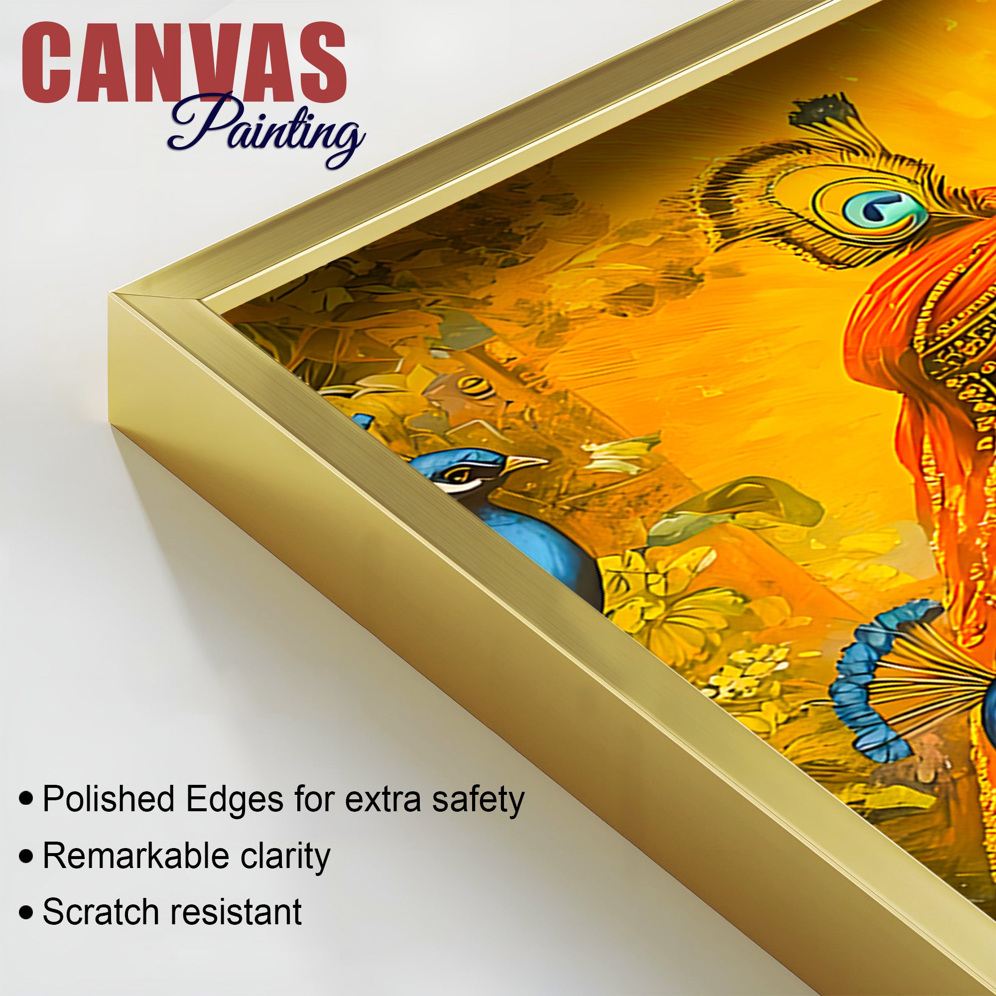 Traditional Indian Art Radha Krishna Playing with Peacocks Canvas Wall Painting for Modern Spiritual Wall Decor