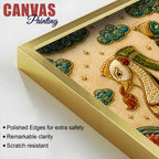 Traditional Indian Boat Journey Embroidery Tanjore Style 3D Canvas Wall Painting