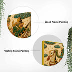 Traditional Indian Boat Journey Embroidery Tanjore Style 3D Canvas Wall Painting