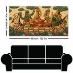 Traditional Indian Boat Journey Embroidery Tanjore Style 3D Canvas Wall Painting