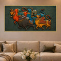 Traditional Indian Bulls 3D Bas-Relief Type Canvas Wall Painting