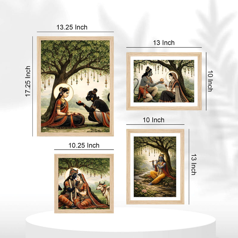 Traditional Indian Devotional Wall Frame Set of Four