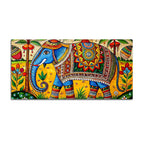 Traditional Indian Elephant Canvas Madhubani Wall Art Painting