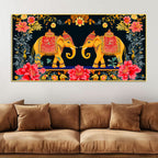 traditional-indian-elephant-canvas-painting-ethnic-floral-wall-painting