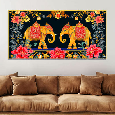 traditional-indian-elephant-canvas-painting-ethnic-floral-wall-painting