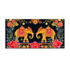Traditional Indian Elephant Canvas Painting | Ethnic Floral Wall Painting