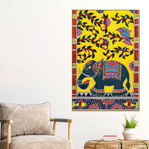  traditional-indian-elephant-canvas-painting-folk-art-wall-decor-for-living-room-gifting
