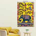 Traditional Indian Elephant Canvas Painting | Folk Art Wall Decor for Living Room & Gifting