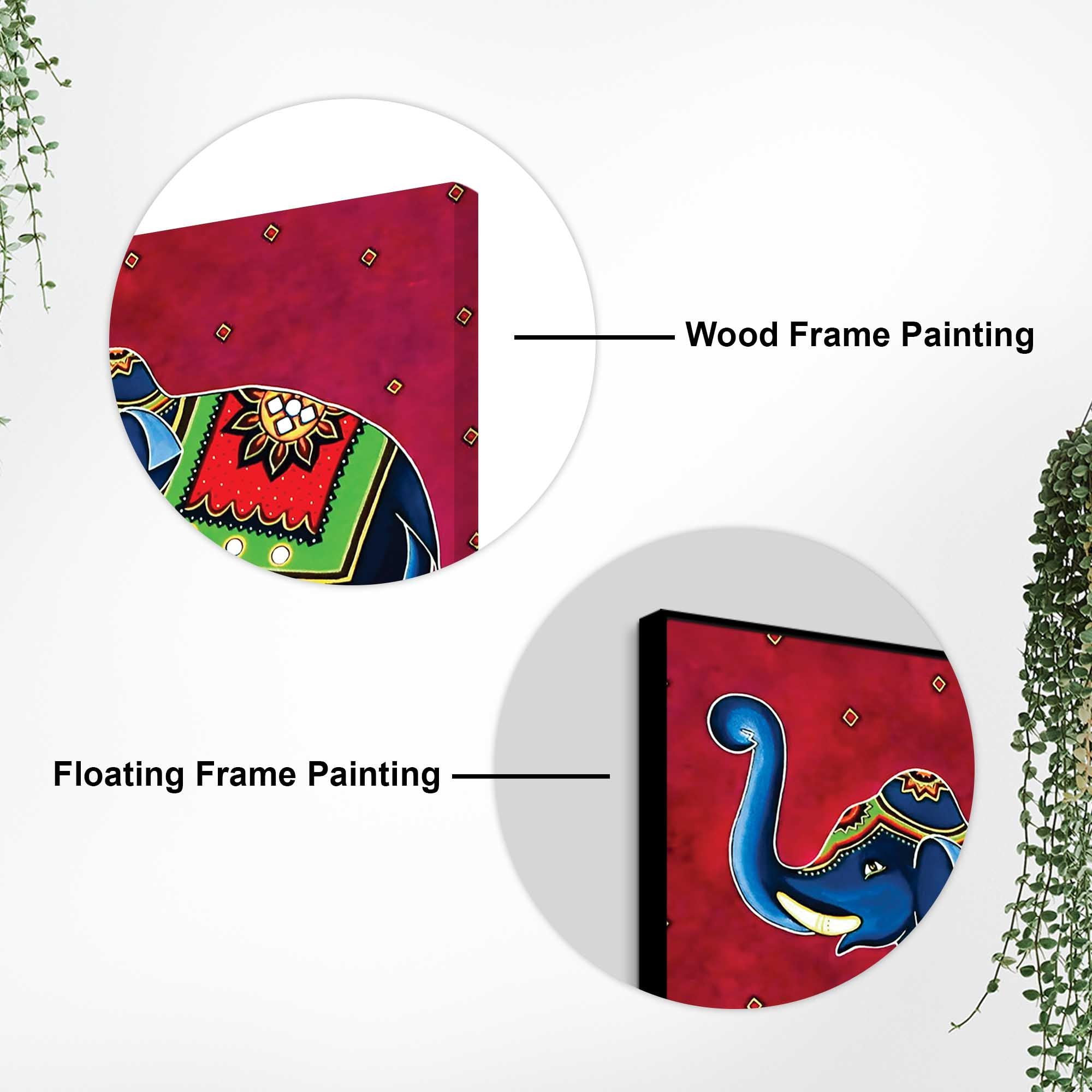 Traditional Indian Elephant Canvas Painting | Living Room Wall Art