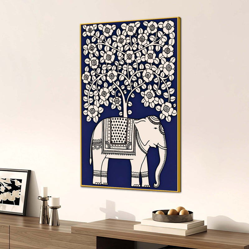 Traditional Indian Elephant Canvas Wall Painting | Modern Ethnic Décor
