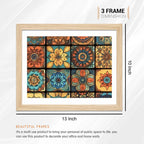 Traditional Indian Floral and Peacock Wall Frame Set of 6