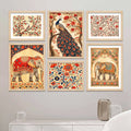 Traditional Indian Floral Wall Art Frame Set of 6