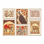 Traditional Indian Floral Wall Art Frame Set of 6