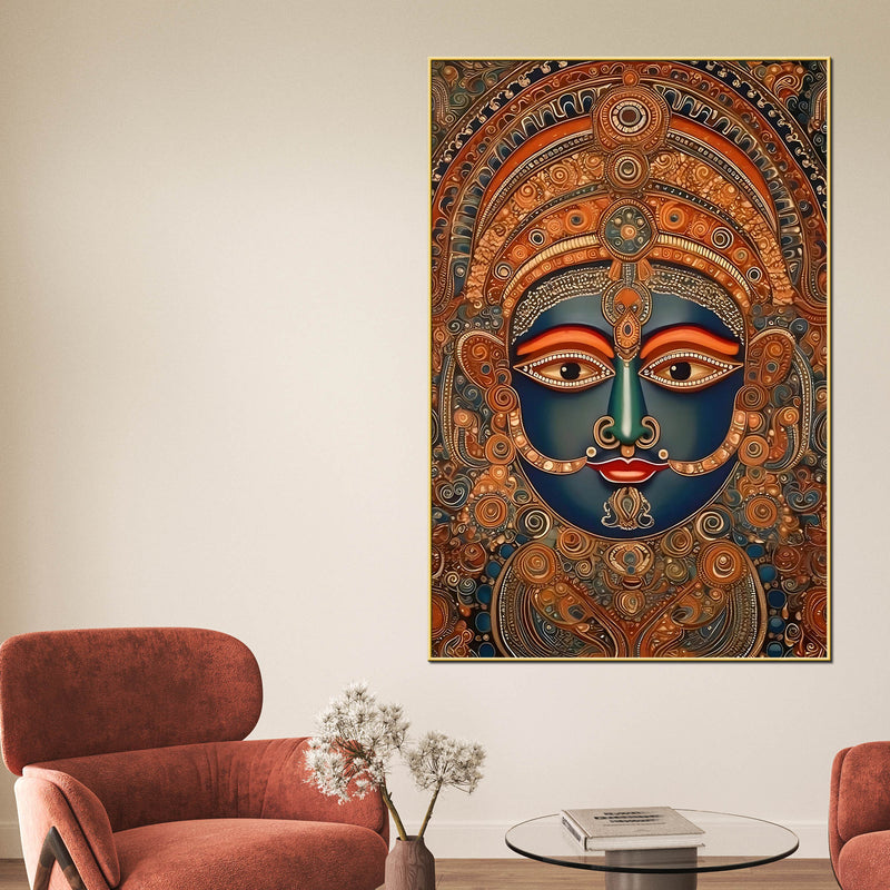 Traditional Indian Goddess Face Canvas Wall Painting