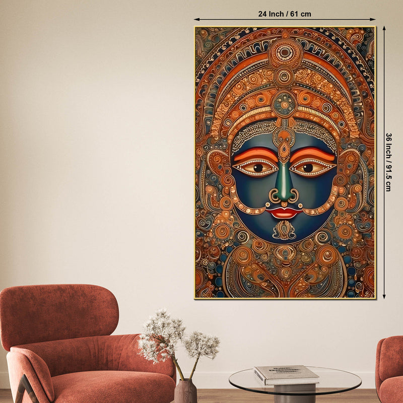 Traditional Indian Goddess Face Canvas Wall Painting