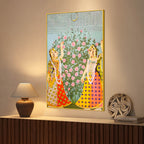 Traditional Indian Gopikas Under the Moon Pichwai Canvas Painting