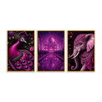 Traditional Indian Heritage Canvas Wall Painting Set of Three