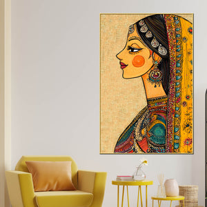traditional-indian-lady-side-profile-canvas-wall-painting