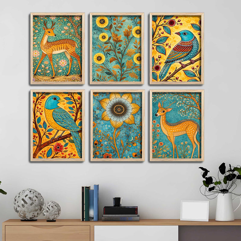 traditional-indian-nature-inspired-wall-frame-set-of-six