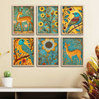 Traditional Indian Nature Inspired Wall Frame Set of Six