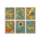 Traditional Indian Nature Inspired Wall Frame Set of Six