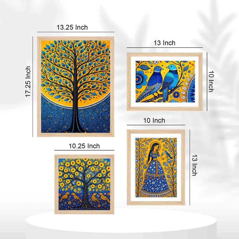 Traditional Indian Nature Wall Frame Set of Four