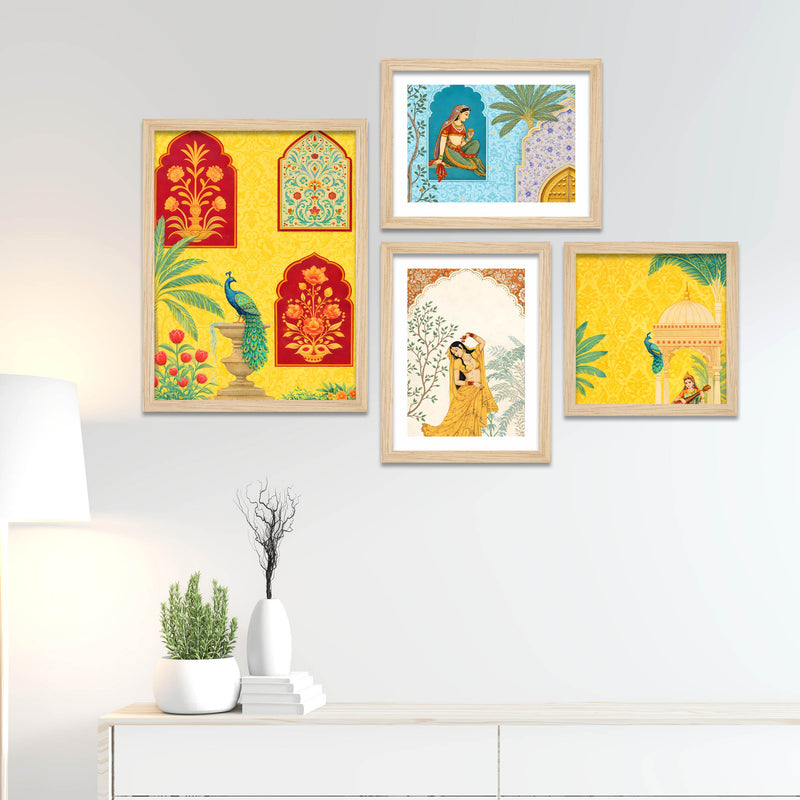 Traditional Indian Palace Art Wall Frame Set of Four