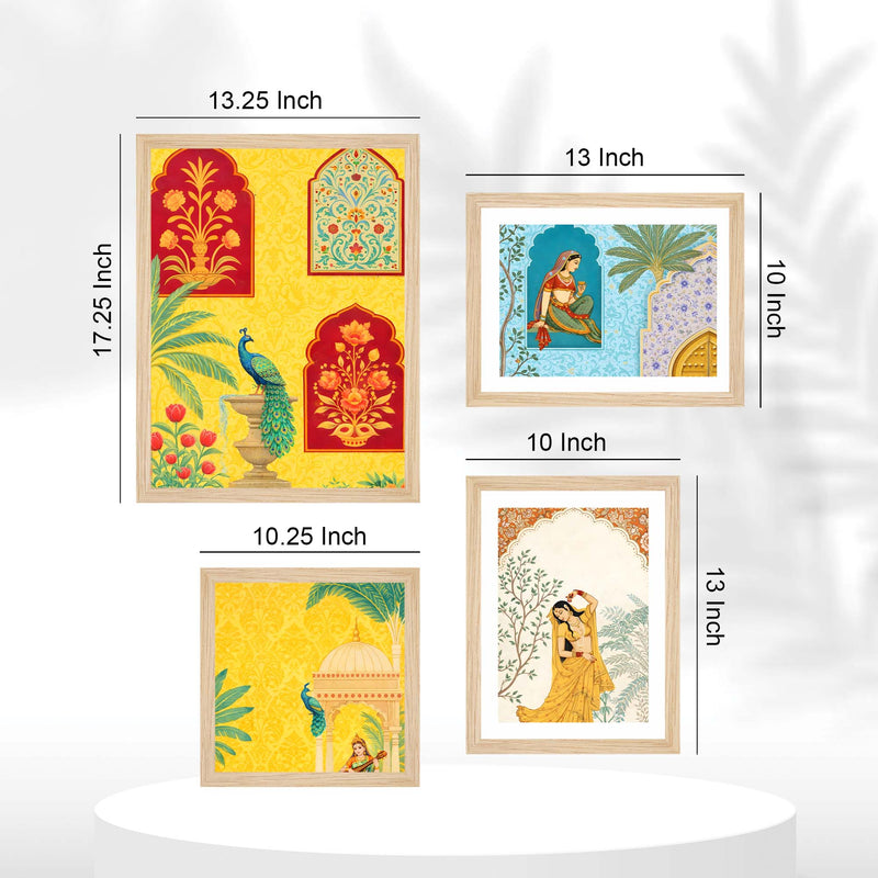 Traditional Indian Palace Art Wall Frame Set of Four